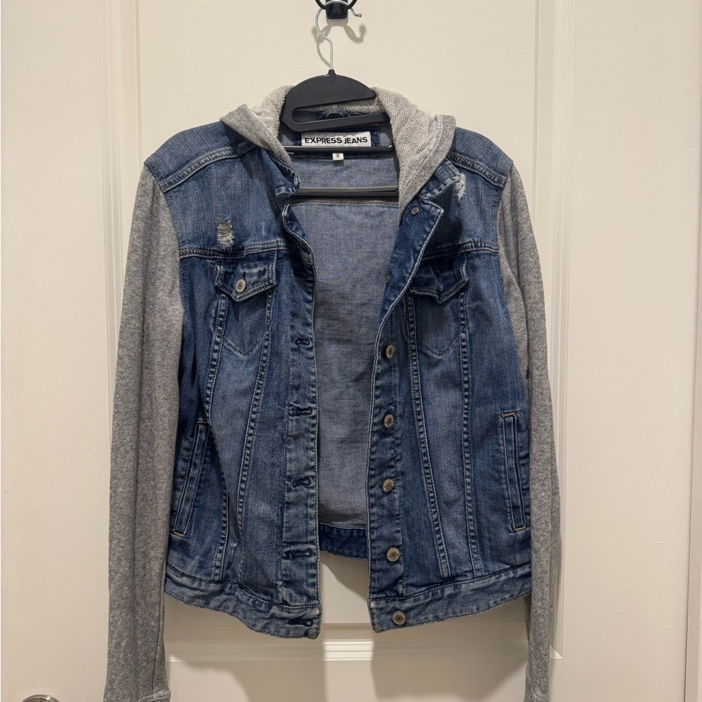 Express Jeans Denim Jacket with Gray Sleeves